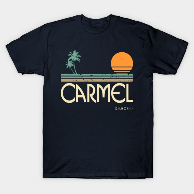 Carmel California Sunset and Palm Trees T-Shirt by OCSurfStyle